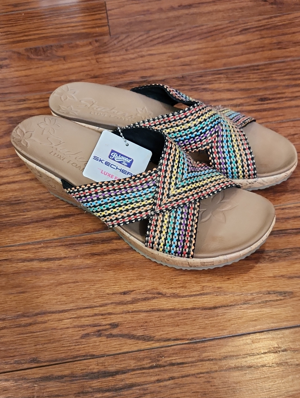Skechers Multi Colored Cali Beverlee Delighted Luxe Foam Wedge Sandal